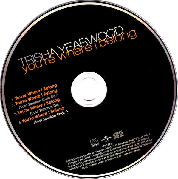 Trisha Yearwood : You're Where I Belong (CD, Single, Car)