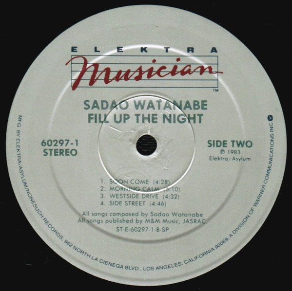 Sadao Watanabe : Fill Up The Night (LP, Album, Spe)