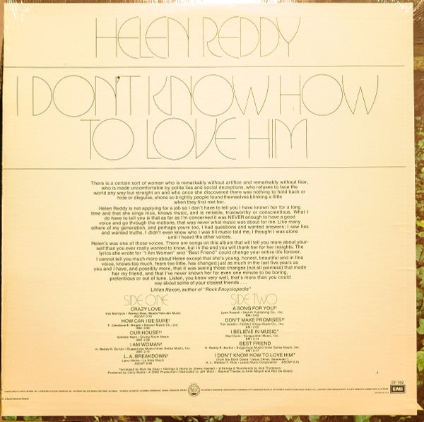 Helen Reddy : I Don't Know How To Love Him (LP, Album, Ora)