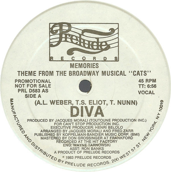 Diva (24) : Memories (Theme From The Broadway Musical "Cats") (12", Promo)