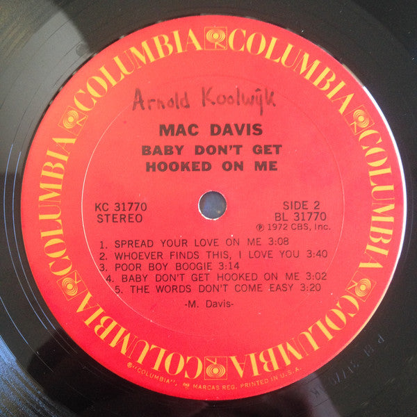 Mac Davis : Baby Don't Get Hooked On Me (LP, Album)