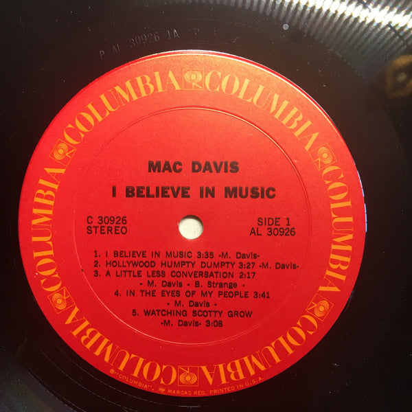 Mac Davis : I Believe In Music (LP, Album, Ter)