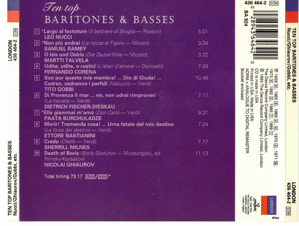 Various : Ten Top Baritones & Basses (CD, Comp)