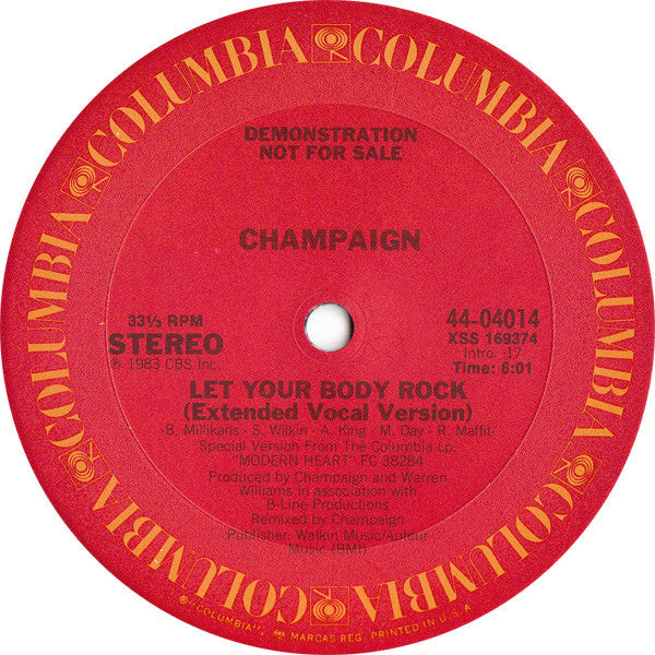 Champaign : Let Your Body Rock (12", Promo)