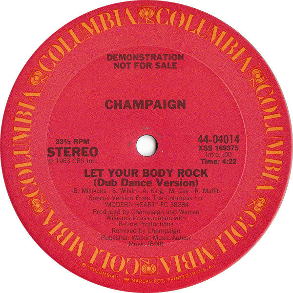 Champaign : Let Your Body Rock (12", Promo)