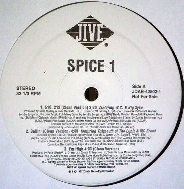 Spice 1 : 510, 213 / Ballin' / I'm High (12", Promo)