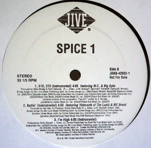 Spice 1 : 510, 213 / Ballin' / I'm High (12", Promo)