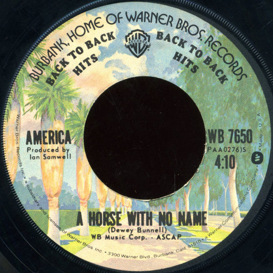 America (2) : A Horse With No Name / I Need You (7", Single, RE, Jac)
