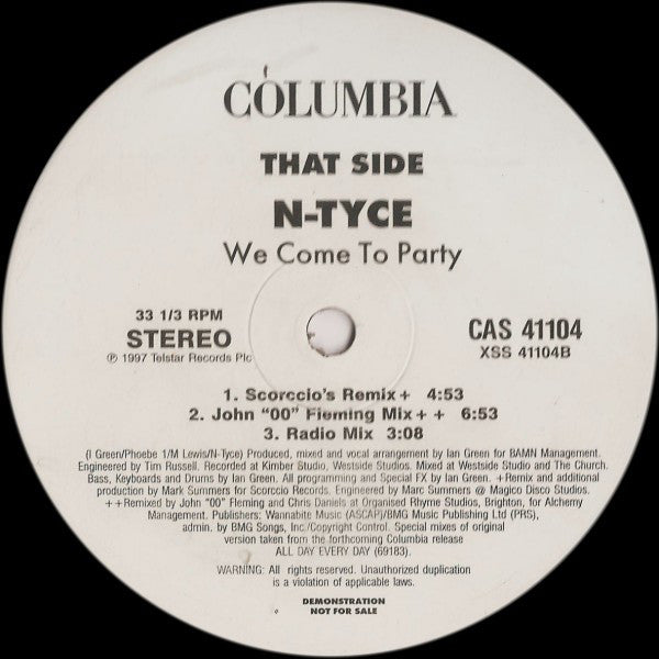 N-Tyce : We Come To Party (12", Promo)