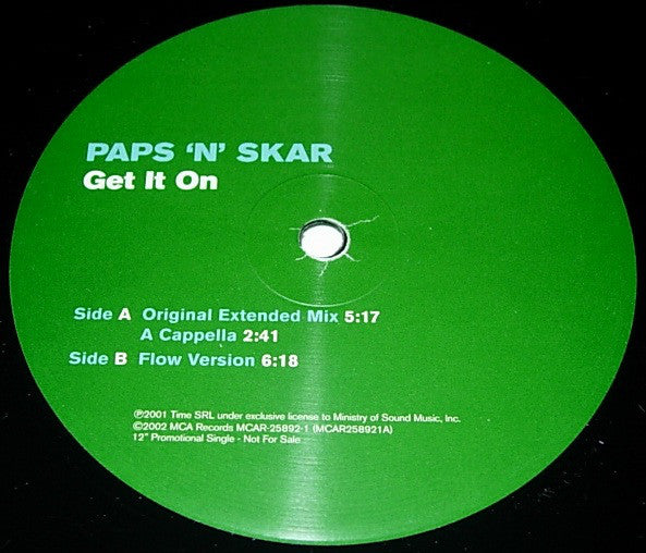 Paps N Skar : Get It On (12", Single, Promo)
