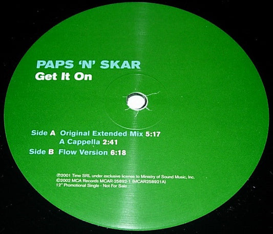 Paps N Skar : Get It On (12", Single, Promo)