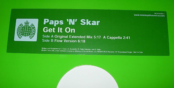 Paps N Skar : Get It On (12", Single, Promo)