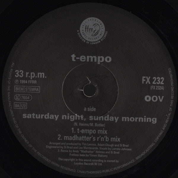 T-Empo : Saturday Night, Sunday Morning (12")