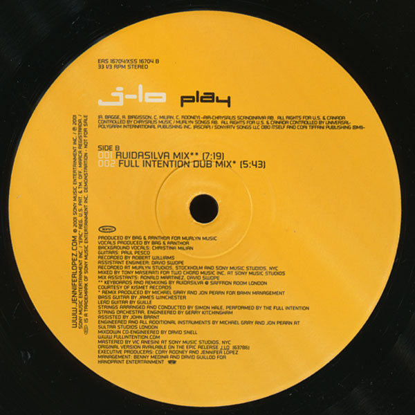 Jennifer Lopez : Play (12", Promo)