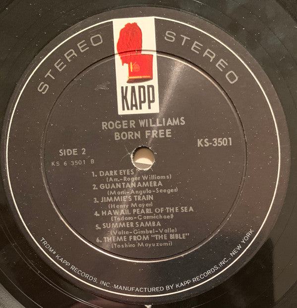 Roger Williams (2) : Born Free (LP, Album, Ind)