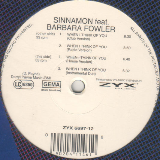 Sinnamon Feat. Barbara Fowler : When I Think Of You (12")