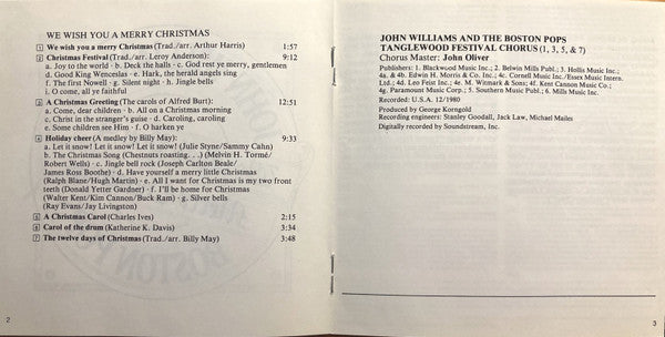 John Williams (4) and The Boston Pops Orchestra : We Wish You A Merry Christmas (CD)