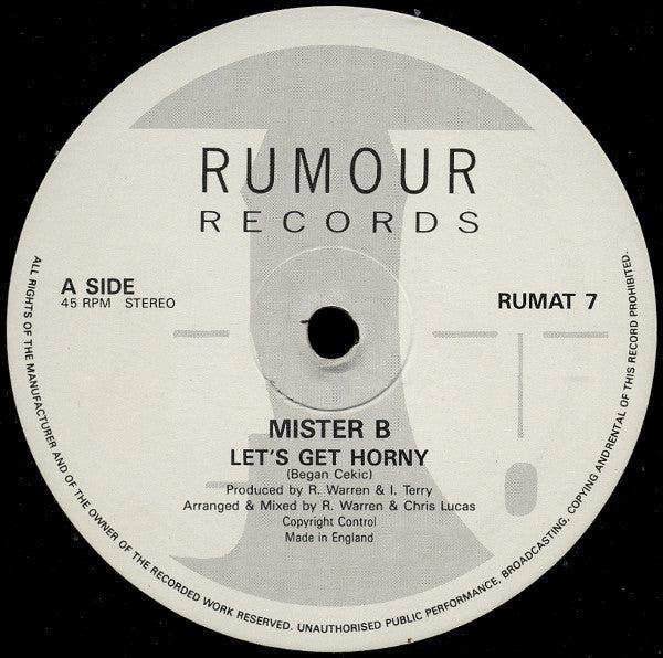 Mister B (2) : Let's Get Horny (12")
