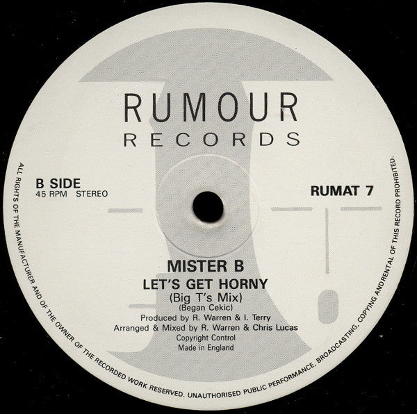 Mister B (2) : Let's Get Horny (12")