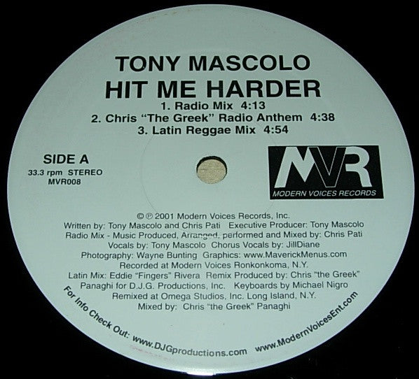 Tony Mascolo : Hit Me Harder (12")