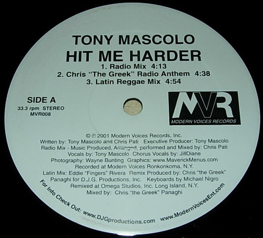 Tony Mascolo : Hit Me Harder (12")