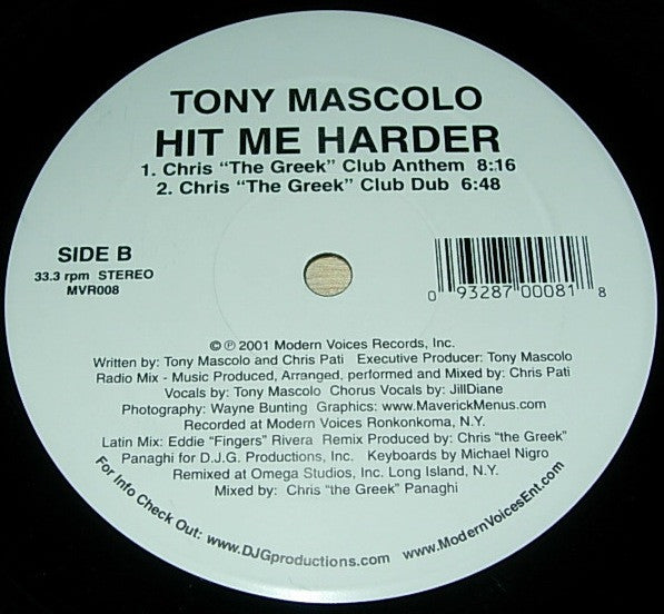 Tony Mascolo : Hit Me Harder (12")