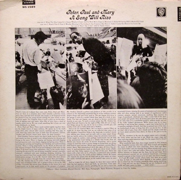 Peter, Paul & Mary : A Song Will Rise (LP, Album, Pit)