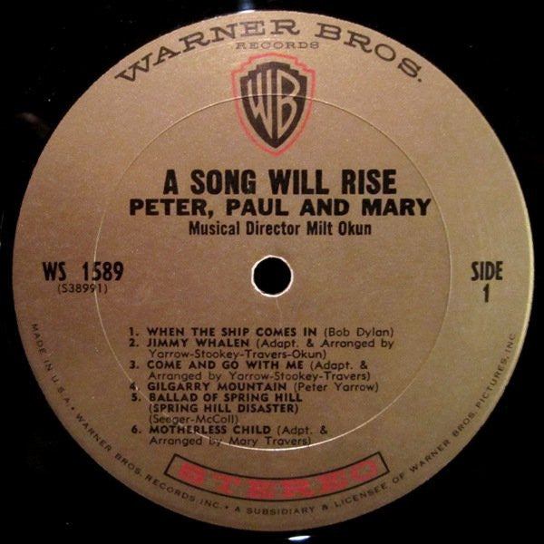 Peter, Paul & Mary : A Song Will Rise (LP, Album, Pit)