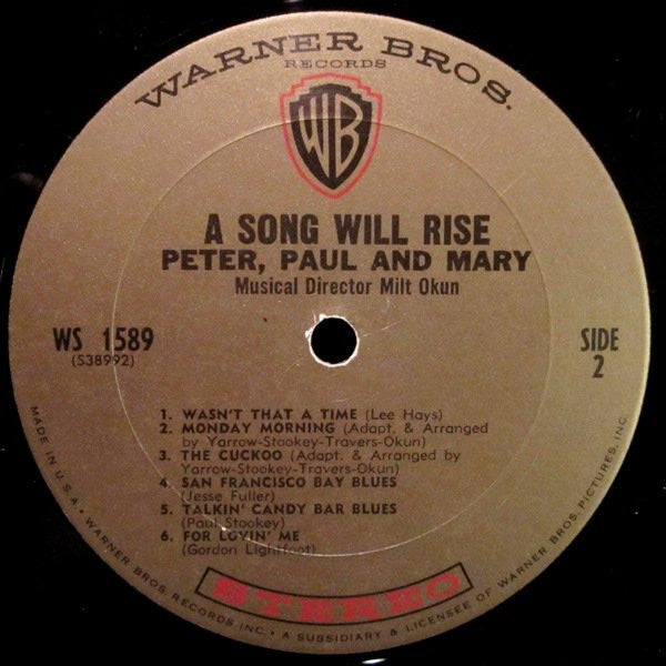 Peter, Paul & Mary : A Song Will Rise (LP, Album, Pit)