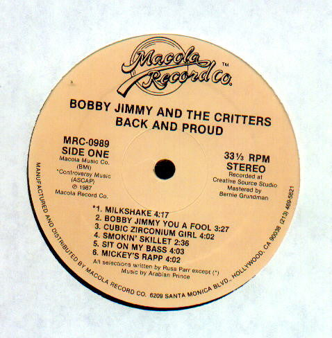 Bobby Jimmy And The Critters : Back And Proud (LP, Album)