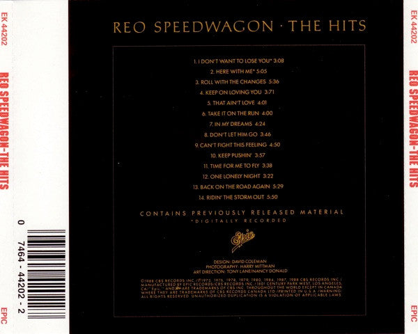 REO Speedwagon : The Hits (CD, Comp, RP)