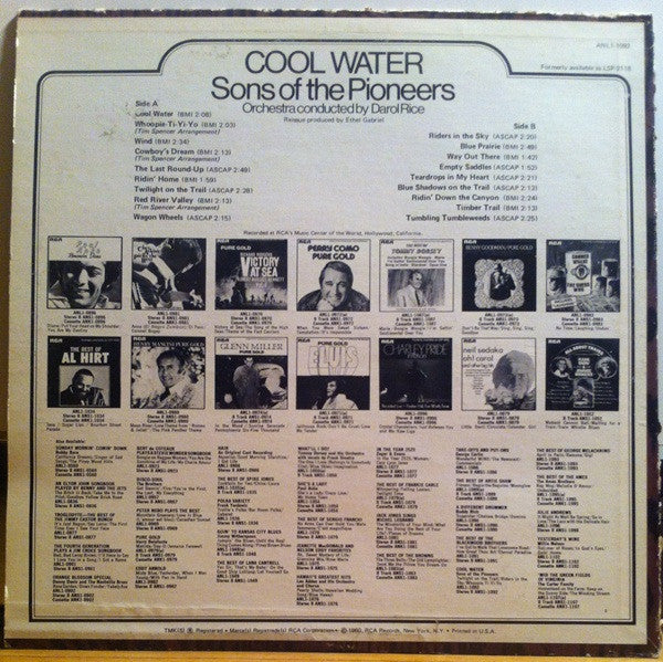 The Sons Of The Pioneers : Cool Water (LP, Album, RE)