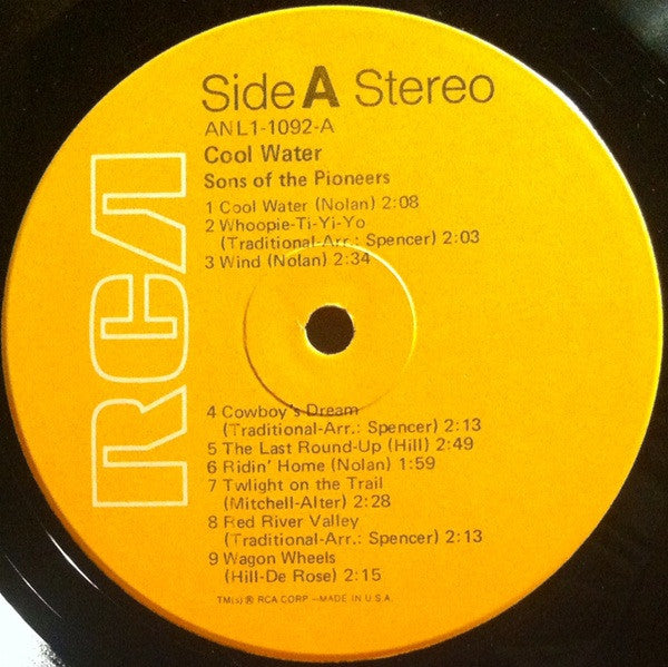 The Sons Of The Pioneers : Cool Water (LP, Album, RE)