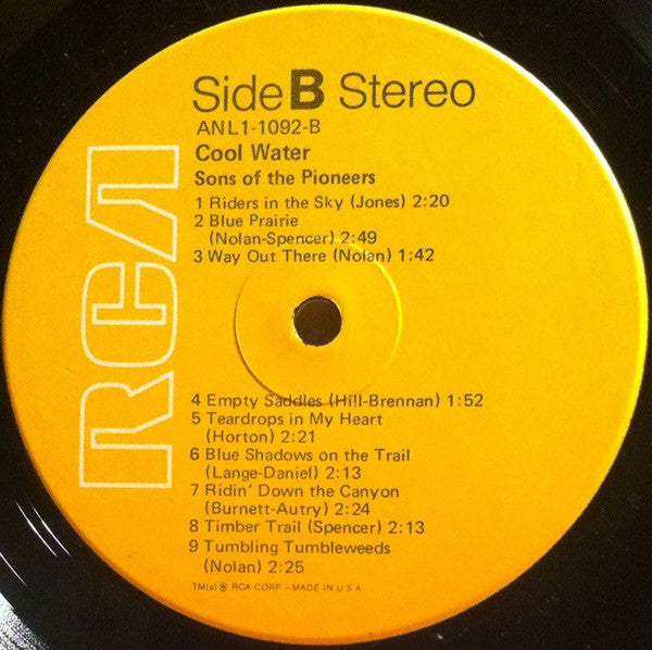 The Sons Of The Pioneers : Cool Water (LP, Album, RE)