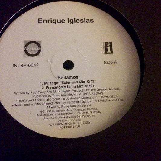 Enrique Iglesias : Bailamos (Remixes) (12", Promo)