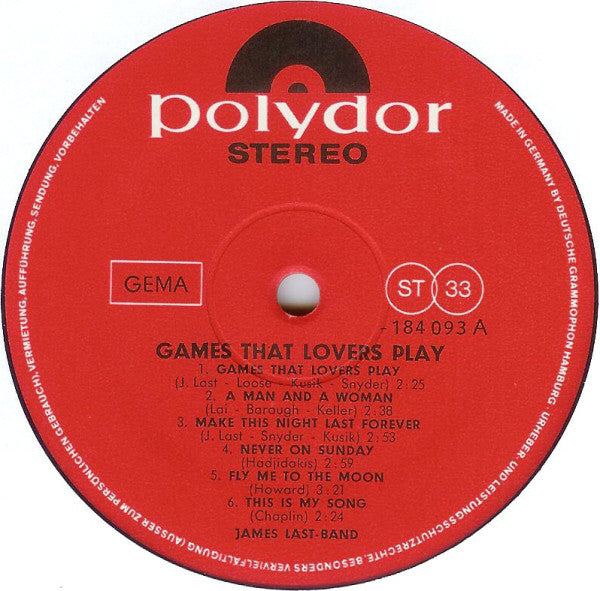 The James Last Band : Games That Lovers Play (LP, Album)