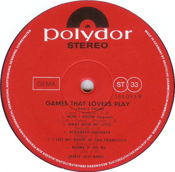 The James Last Band : Games That Lovers Play (LP, Album)