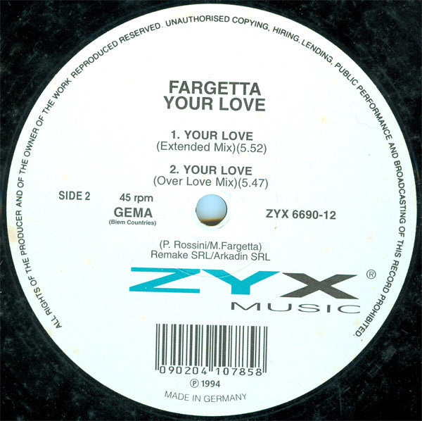 Fargetta : Your Love (12")