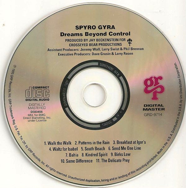 Spyro Gyra : Dreams Beyond Control (CD, Album, Club)