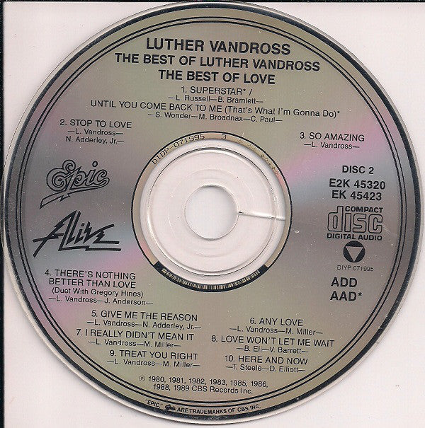 Luther Vandross : The Best Of Luther Vandross...The Best Of Love (2xCD, Album, Comp, RM)