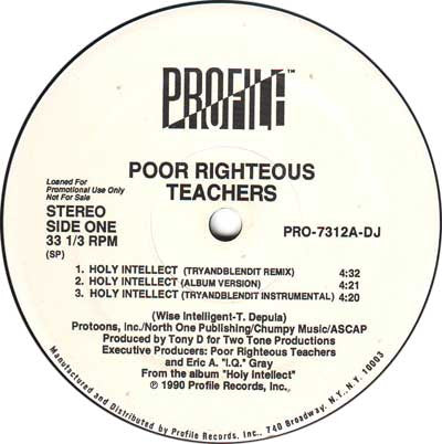 Poor Righteous Teachers : Holy Intellect / Self-Styled Wisdom (12", Single, Promo)
