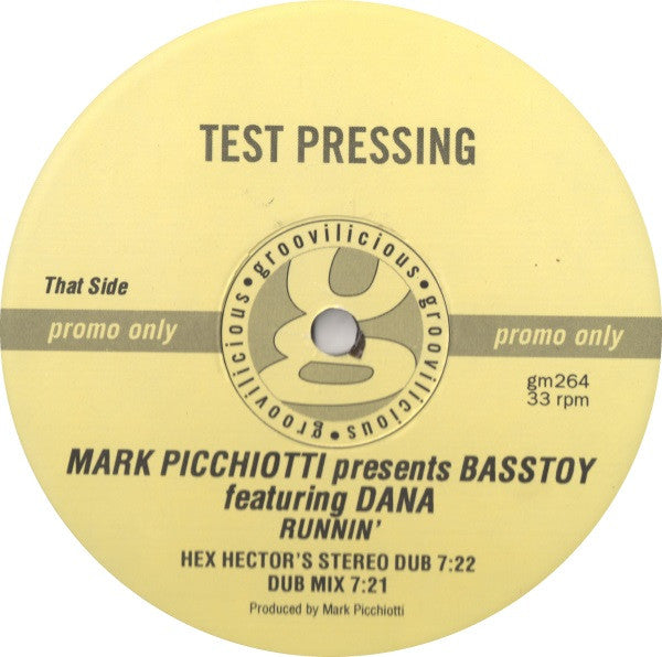 Mark Picchiotti Presents Basstoy Featuring Dana Stovall : Runnin' (12", Promo, TP)