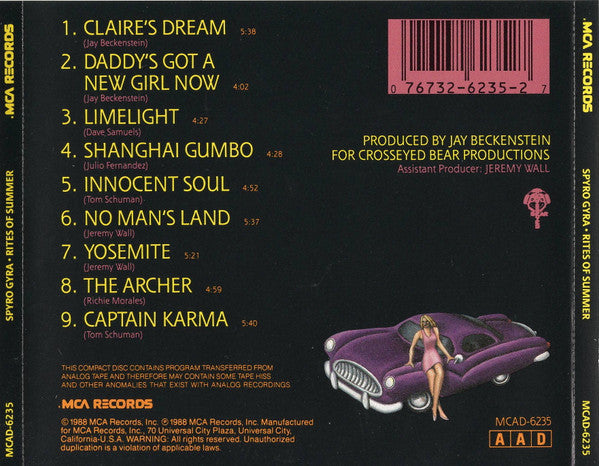 Spyro Gyra : Rites Of Summer (CD, Album, San)