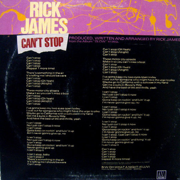 Rick James : Can't Stop (12")