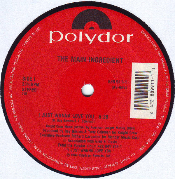 The Main Ingredient : I Just Wanna Love You (12")