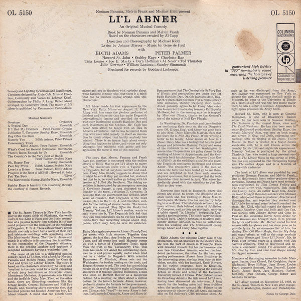 Norman Panama, Melvin Frank & Michael Kidd, Johnny Mercer, Gene DePaul : Li'l Abner - An Original Musical Comedy (LP, Album, Mono)