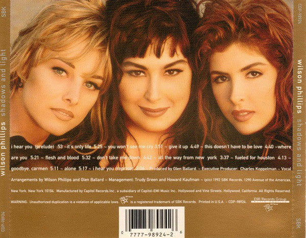 Wilson Phillips : Shadows And Light (CD, Album)