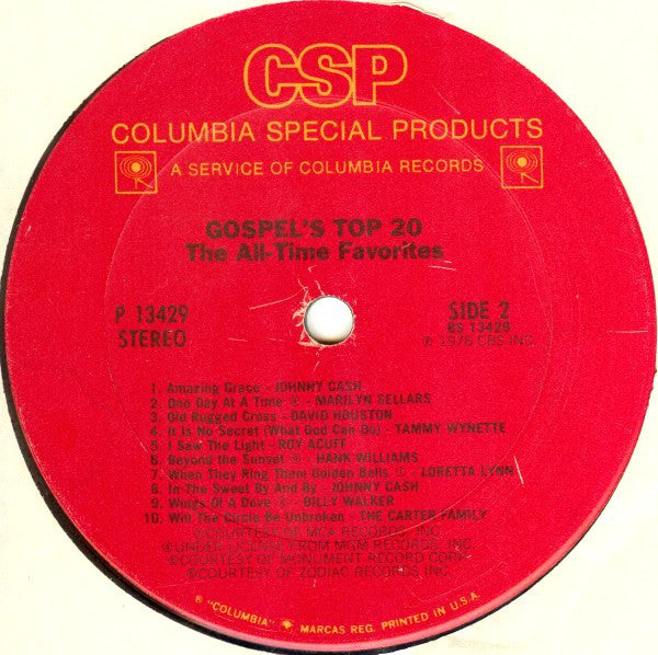 Various : Gospel's Top 20 (The All-Time Favorites) (LP, Comp)