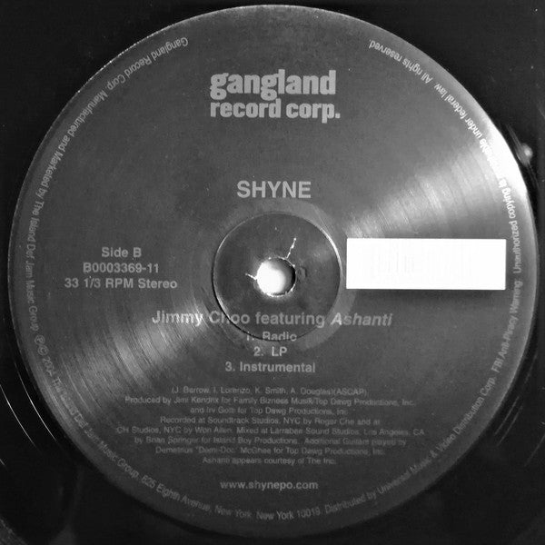 Shyne Featuring Ashanti : Jimmy Choo (12")