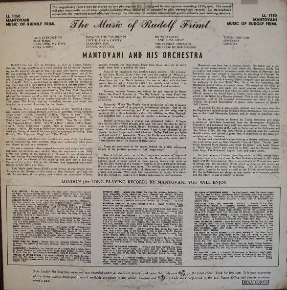 Mantovani And His Orchestra : The Music Of Rudolf Friml (LP, Album)